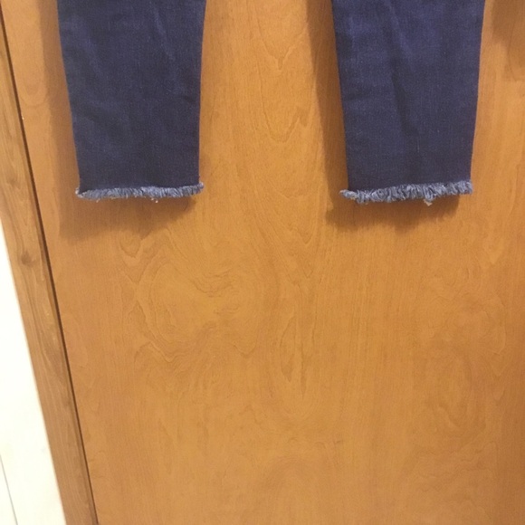 Bob jeans High Waisted Dark Wash Destroyed Distressed Skinny Jeans 7/8 - Picture 5 of 5